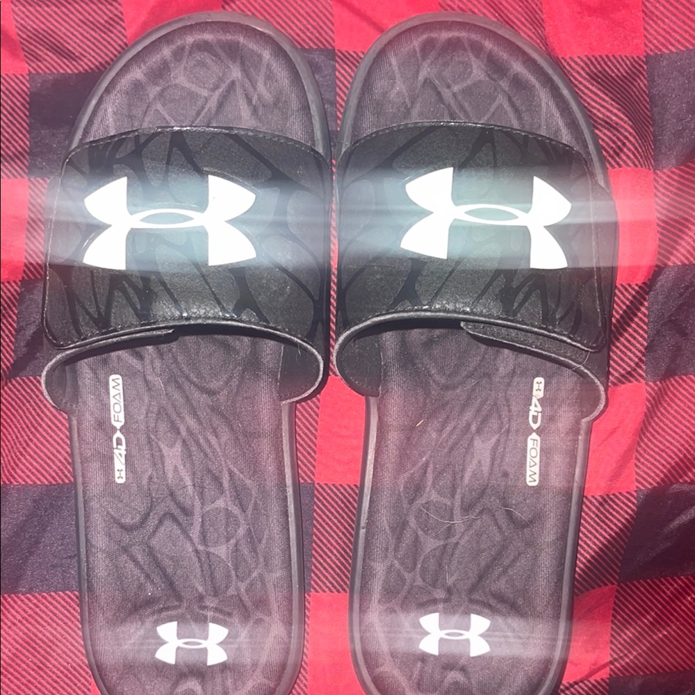 Under Armour Black and White Slide Sandals